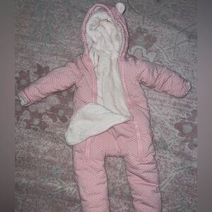 BabyGap pink winter fur lined suit - Sz 12-18months